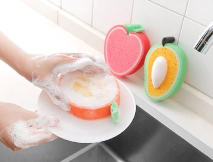 Cleaning Sponge- Fruits Shaped Kitchen/Bathroom Wash Cleaning Sponge (Pack of 4)